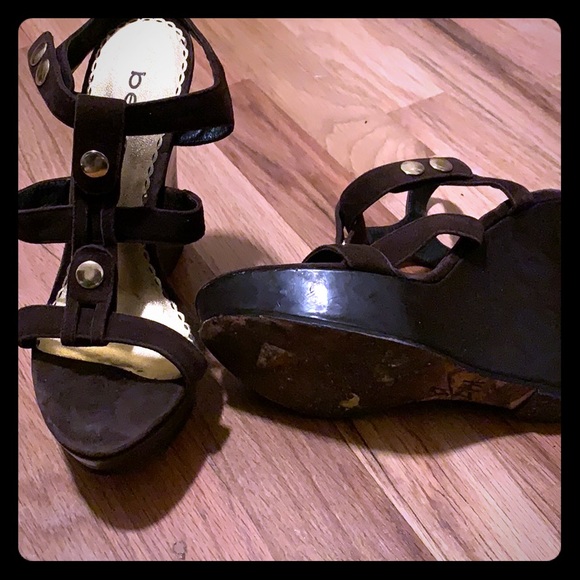 Bebe dark brown wedges - Picture 1 of 2